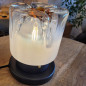 Lampe à poser en métal peint en noir et verrine Murano Mazzega 1960