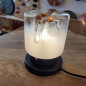 Lampe à poser en métal peint en noir et verrine Murano Mazzega 1960