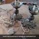 Paire de lampe à poser année 1950 en métal Régule et verre ornés moulé d'origine - Entièrement restaurée