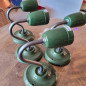 Applique véritable porcelaine verte et tube col de cygne en laiton ciré ou métal vernis
