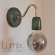 Genuine green porcelain applique and swan collar tube in waxed brass or varnished metal