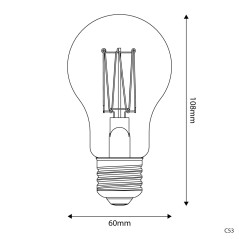 Ampoule Dorée LED Carbon Line Filament Cage Goutte A60 7W 640Lm E27 2700K Dimmable