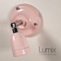 Adjustable wall lamp in pink porcelain and chromed metal