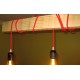 Poutre lumineuse bois de chêne vert massif 6 lampes douilles porcelaines noires 220V - 100 cm de long sur 7 x 7cm