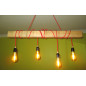 Poutre lumineuse bois de frêne massif 4 lampes douilles bakélite noires 220V - environ 100 cm de long Poutre lumineuse bois de frêne massif 4 lampes douilles bakélite noires 220V - environ 100 cm de long