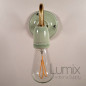 Applique véritable porcelaine verte pastel et tube col de cygne en laiton ciré ou métal vernis
