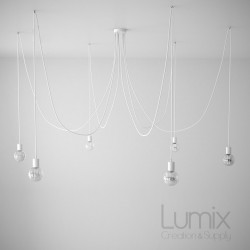 Pendant light multiple OCTOPUS 6 - Câble textile ULTRA-souple en Silicone recouvert d'un textile