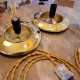 Pair of lamps to place from the 1960s-1970s brass base and glass globe