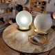 Paire de lampe à poser des années 1960-1970 base laiton et globe en verre