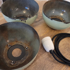 Suspension abat-jour champignon émaillée 1960 -