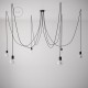 OCTOPUS 7 Metal Multiple Pendant light - Extra-flexible textile cable BLACK cotton