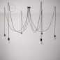 Suspension multiple OCTOPUS 7 Métal - Câble textile extra-souple NOIR coton