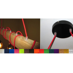 poutre lumineuse en bois avec suspente douille avec cage noire