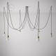 OCTOPUS 7 Metal Multiple Pendant light - Extra-flexible textile cable BLACK cotton