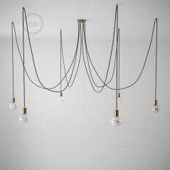 Suspension multiple OCTOPUS 7 Métal - Câble textile extra-souple NOIR coton