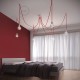 Suspension multiple OCTOPUS 7 lampes - câble textile extra-souple rouge