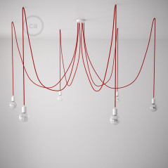 Suspension multiple cable rouge et douilles blanche