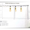 Mehrfachaufhängung im Freien Custommade Creation IP65 - 3 Lampen - 5 m flexibles Kabel Runde Jute