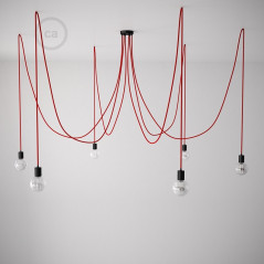 Suspension multiple cable rouge et douilles noires