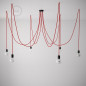 Suspension multiple OCTOPUS 7 Métal - câble textile extra-souple ROUGE