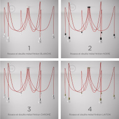 différents montages de suspensions multiples fil rouge