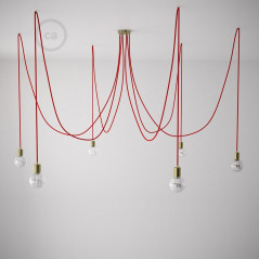 Suspension multiple cable rouge et douilles or