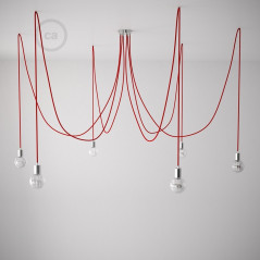 Suspension multiple cable rouge et douilles chromée