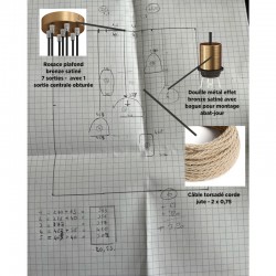 Octopus multi suspension 6 lamps with metal holder E27 bronze effect ring