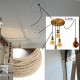 2 Suspensions multiple sur-mesure 5 lampes - Rosace métal Dorée vintage XXL