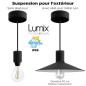 Lampe en suspension pour l'extérieur - Luminaire sur-mesure étanche IP65 - Porte-Douille silicone noire à bague Lampe en suspension pour l'extérieur - Luminaire sur-mesure étanche IP65 - Porte-Douille silicone noire à bague