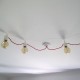 Porcelain garland in suspension twisted textile cable vintage style