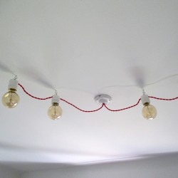 Guirlande porcelaine en suspension câble textile torsadé style vintage