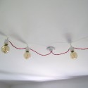 Porcelain garland in suspension twisted textile cable vintage style