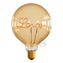 Ampoule Globe LED dorée G125 LOVE pour lampe à poser