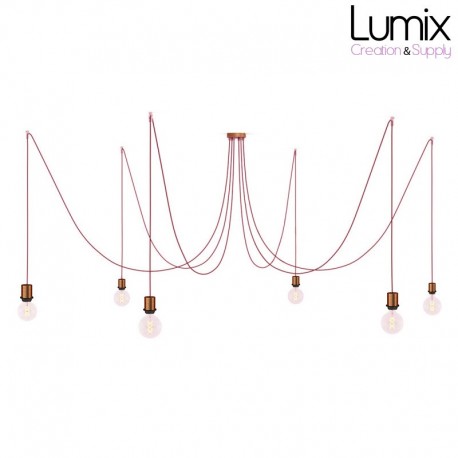 Private - Pendant light Medusa 5 lamp sockets with rings or smooth choice