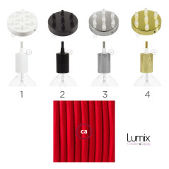 Suspension multiple OCTOPUS 7 Métal - câble textile extra-souple ROUGE