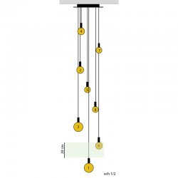 Private Suspension multiple rosace XXL 5 Lampen