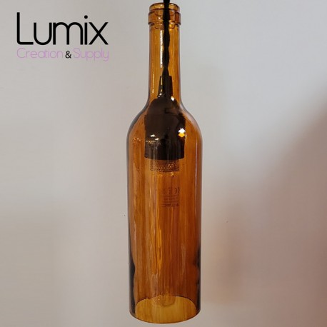 Pendant light bottle in yellow tinted glass - E14 or E27 socket of your choice