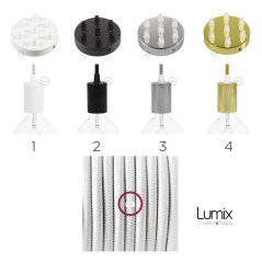 Suspension multiple OCTOPUS 7 métal - Câble textile extra-souple BLANC