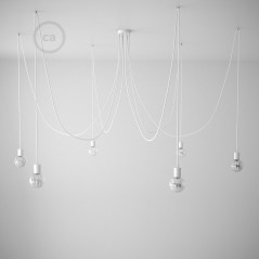 Suspension multiple câble blanc et douilles chromées