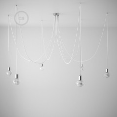 Suspension multiple câble blanc et douilles chromée