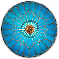 Wandleuchte Glas Helios BLUE 40 cm Durchmesser Serie 3 Buntglas Tiffany handgemacht