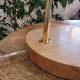 Tischleuchte aus massiver Eiche, reines Messing und geschmolzenes Glas