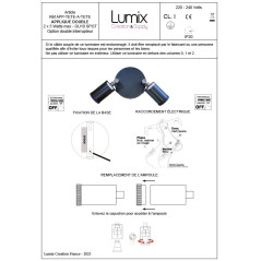 Applique murale double lampe - Mini ampoule GU10