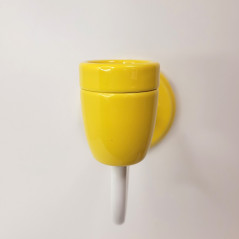 Applique véritable porcelaine blanche et tube col de cygne en métal peint en blanc et vernis