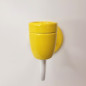 Applique véritable porcelaine jaune et tube col de cygne en métal peint en blanc et vernis