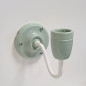 Applique véritable porcelaine vert pastel et tube col de cygne en métal peint en blanc et vernis