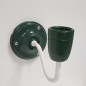 Applique véritable porcelaine vert foncé et tube col de cygne en métal peint en blanc et vernis