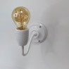 Applique véritable porcelaine blanche et tube col de cygne en métal peint en blanc et vernis