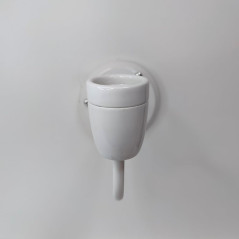 Applique véritable porcelaine blanche souris et tube col de cygne en métal peint en blanc et vernis